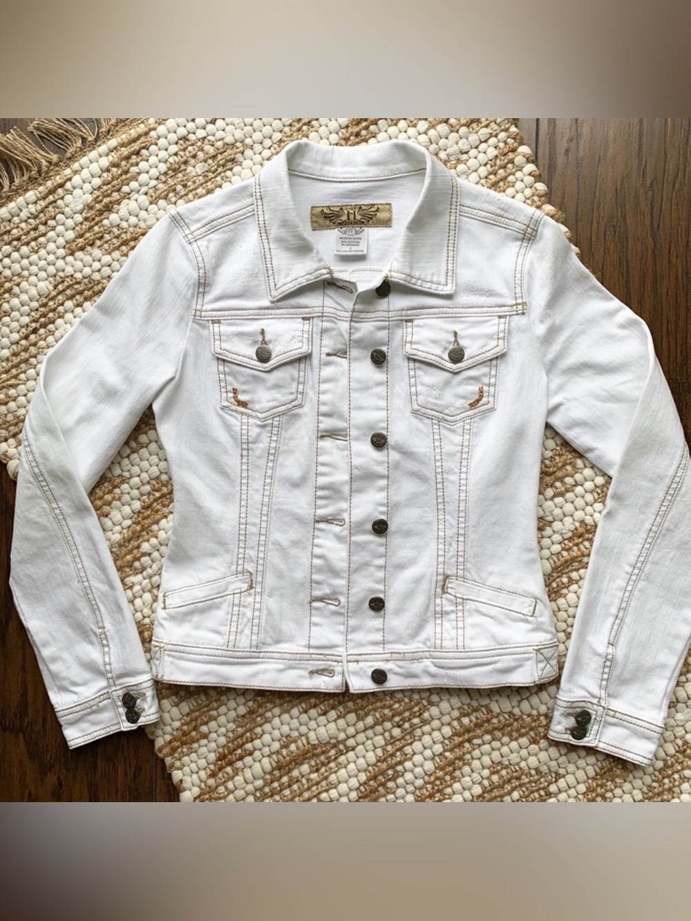 Hint Jeans: Off White Denim Jacket - Women